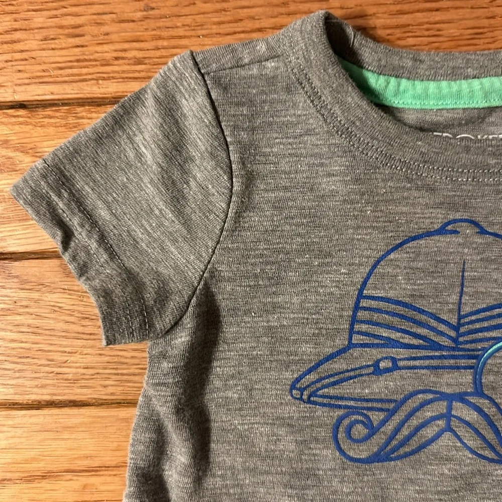 👶🏻 CHEROKEE Onesie size 0-3 months boy blue gray stripes baby onesie EUC